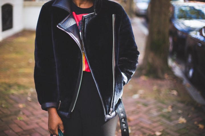 Faux Fur Biker&nbsp;Jacket